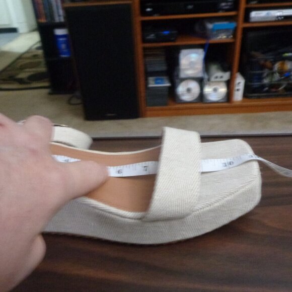 ASOS DESIGN Ladies Tati Flatform Beige Buckle Wedge Slid-On Sandals Size 12 Wide - Picture 3 of 3